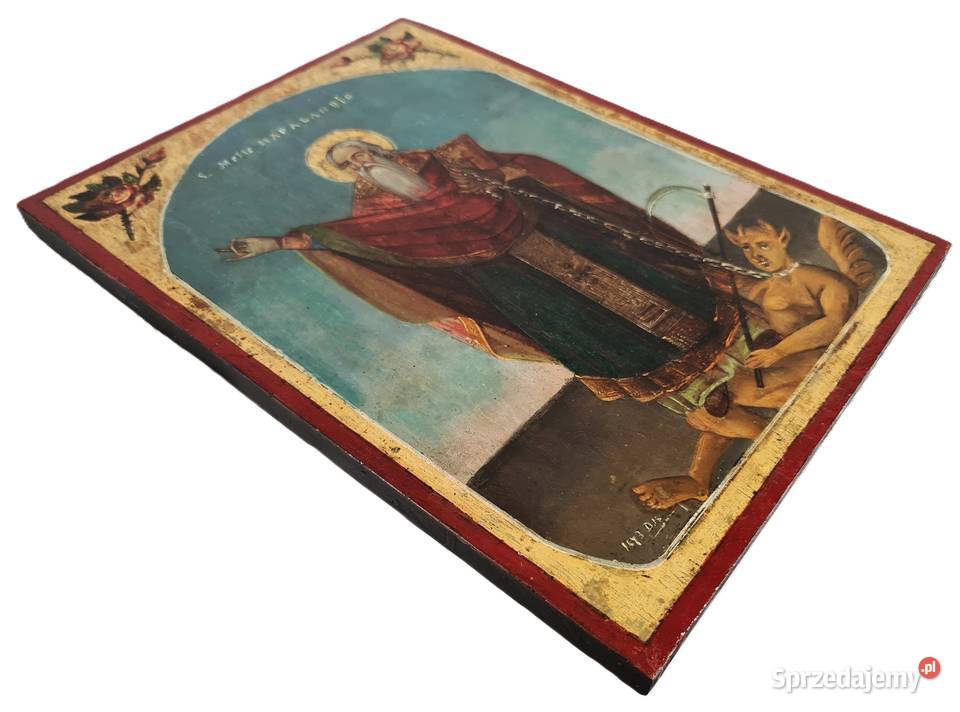 Ikona Święty Haralapiusz XIXw 1873r 0034 Warszawa