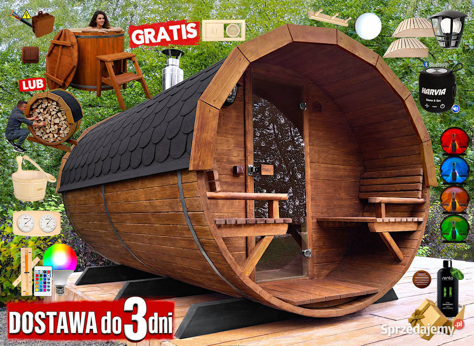 SAUNA Ogrodowa 300 PRZEDSIONEK zew Beczka 500L Sauny Nowy Targ sprzedam