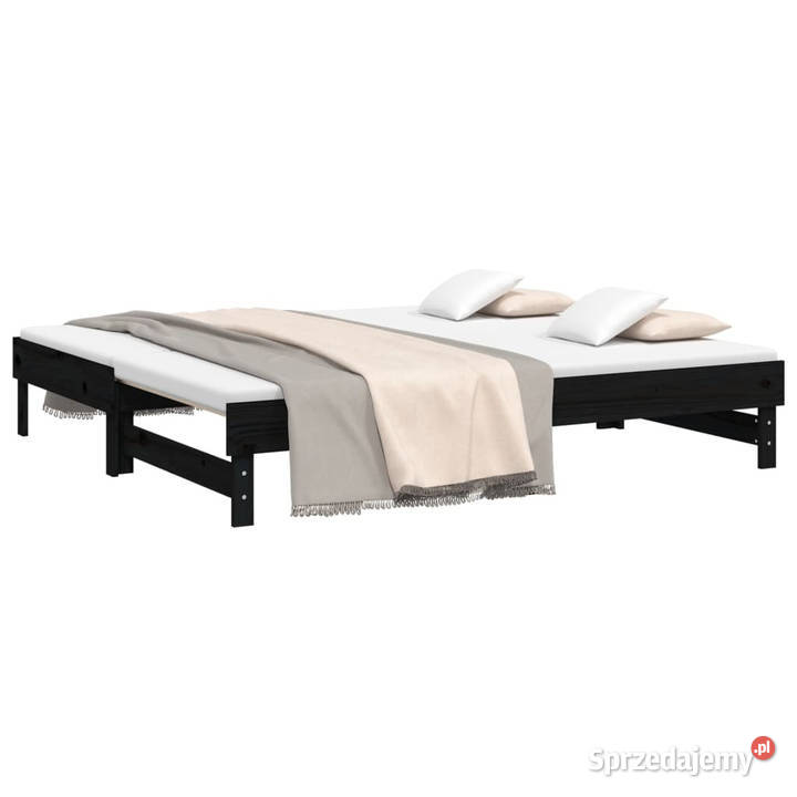 Łóżko rozsuwane czarne 2x90x190 lite drewno 192cm Warszawa