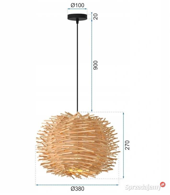 LAMPA WISZĄCA BOHO BAMBUSOWA GNIAZDO Drewniana Choroszcz