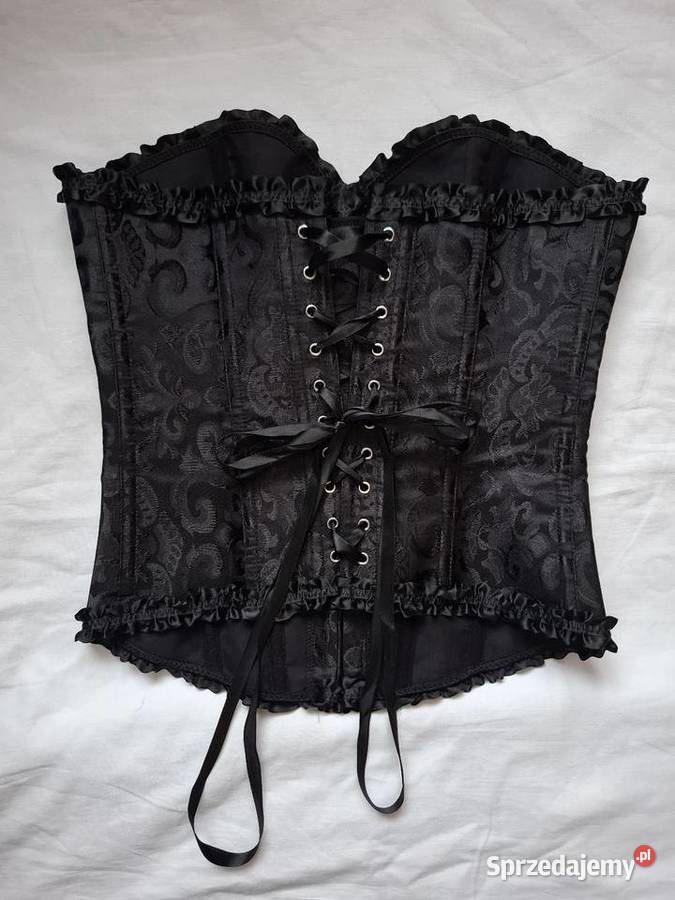 Czarny gorset gotycki wiązany z tyłu koronkowy bez rękawa małopolskie Kraków