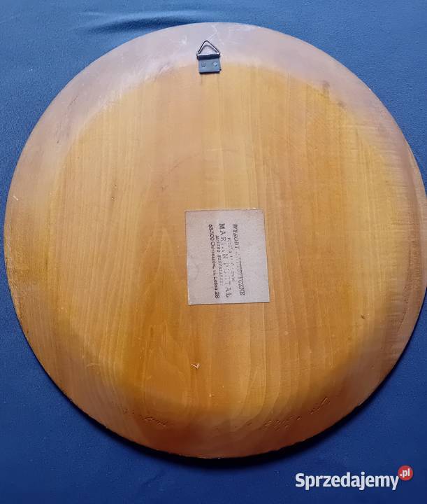 Duży ręcznie rzeźbiony talerz drewniany Koźminek