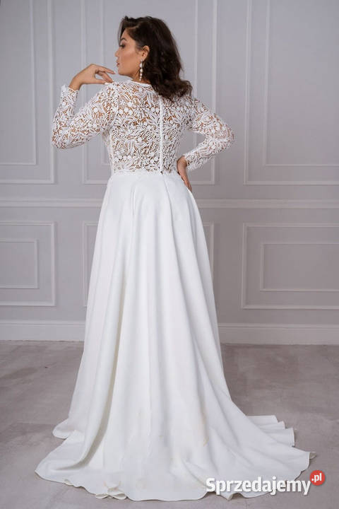 Suknia ślubna ivory liniaA rękawy 48 4XL 50 5XL Jelenia Góra