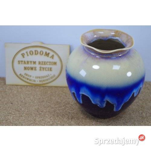 Wazon ceramiczny vintage z efektowym szkliwem