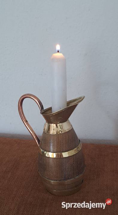 drewniany dzbanuszek świecznik z metalowymi Warszawa