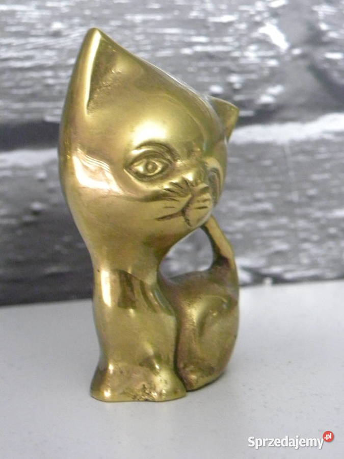 Dwa mosiężne kotki mosiężne figurki koty z Legnica sprzedam