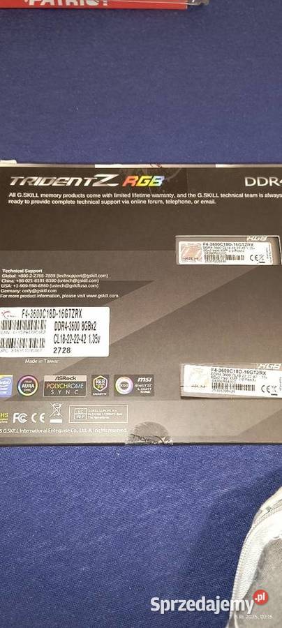 Pamięć RAM GSkill Trident Z RGB DDR4 16GB 2 x Dąbrowa Górnicza