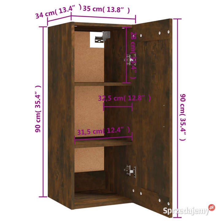 Szafka wisząca przydymiony dąb 35x34x90 WM817453 Warszawa