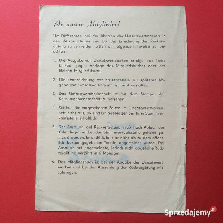 1696 Niemiecka Broszura Ze Znaczkami Sprzedaży Szczecin