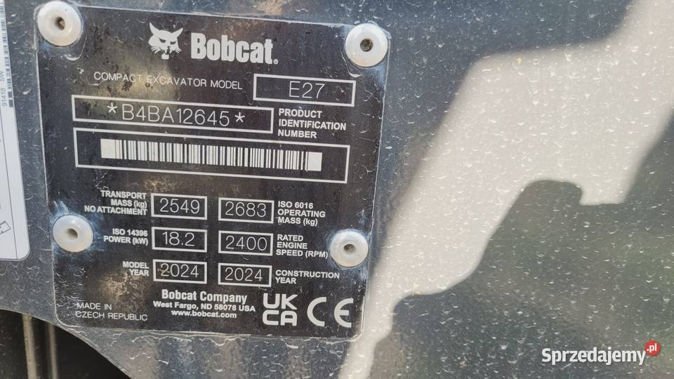 Koparka Bobcat E27 Zadbana 2024 r 25 Rok produkcji 2024 Zaklików