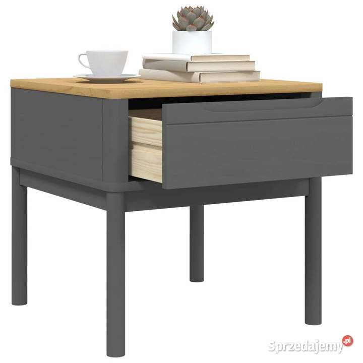 Stolik na lampę FLORO szary 55x55x54 lite drewno Warszawa