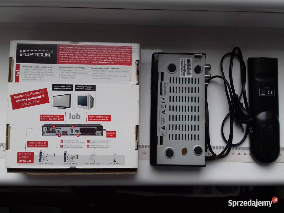 Opticum Dekoder STB HD T90 DVBT pilot HDMI TV kujawsko-pomorskie