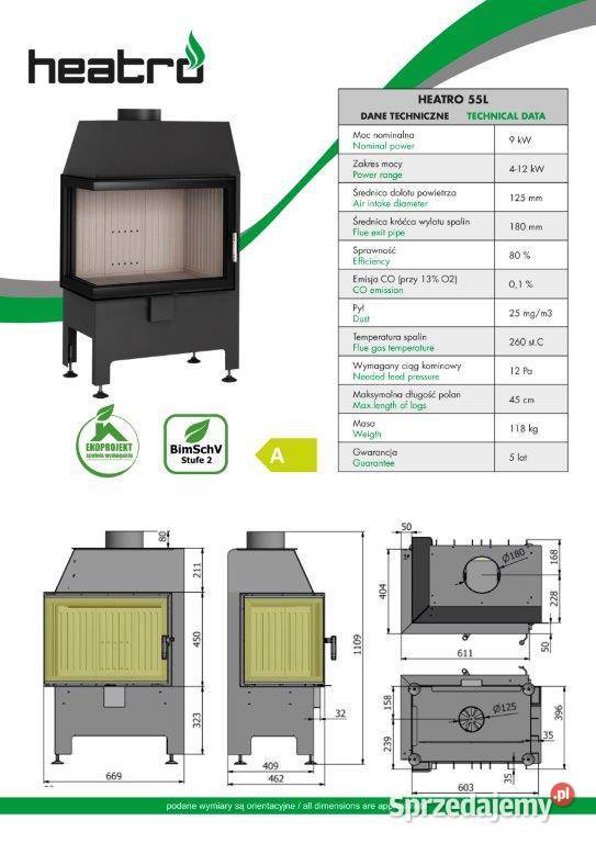 Narożny wkład kominkowy Hetro Hajduk Tomaszów