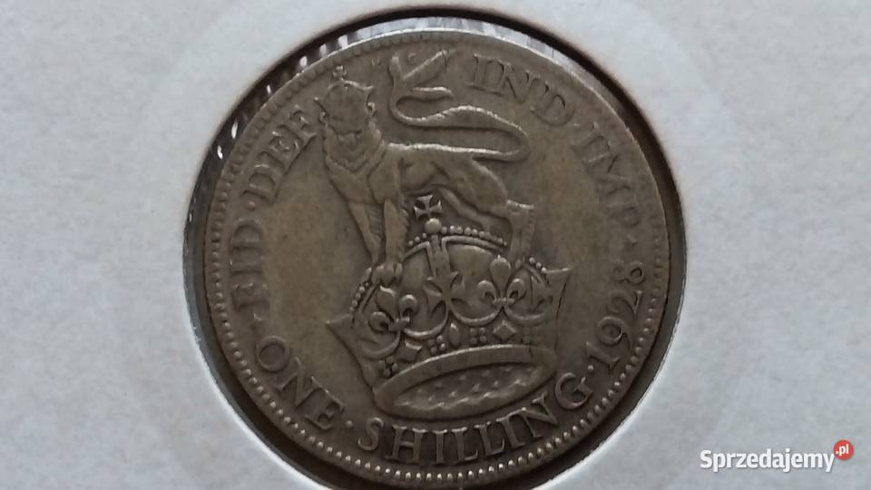 Moneta 1 szyling 1928 r Jerzy V srebro