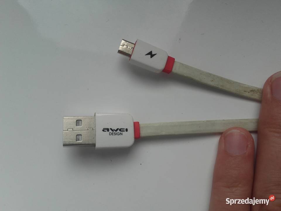 Kabel USB microUSB AWEI 30 płaski białoczerwony Bydgoszcz
