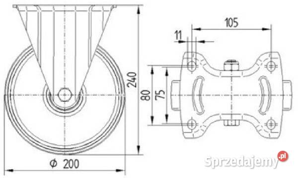Kółko poliamidowe 200 mm 3478UOR200P63
