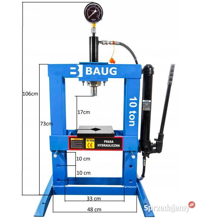 PRASA HYDRAULICZNA 10T Z SIŁOWNIKIEM 2 PŁYTY Chmielnik