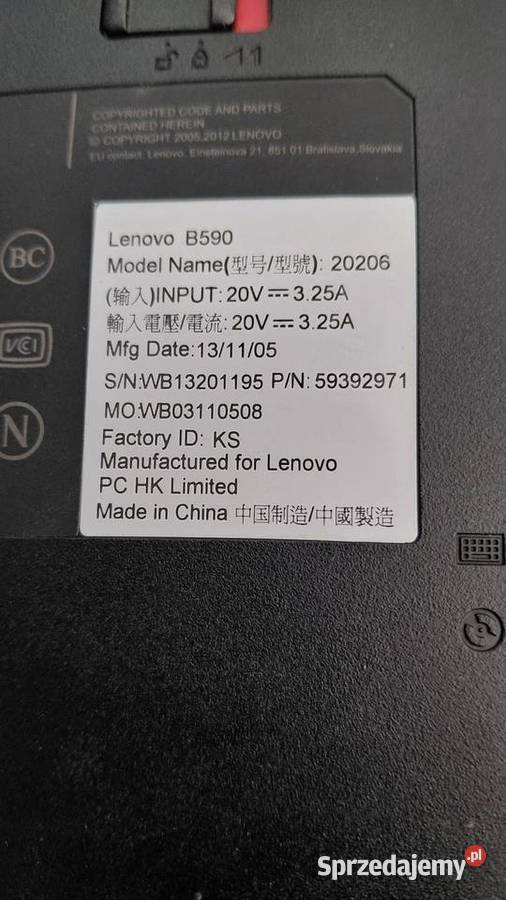 Laptop Lenovo B590 łódzkie Zgierz