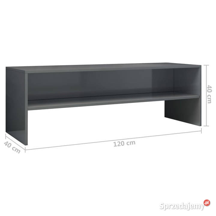 Szafka pod TV szara wysoki połysk 120x40x40