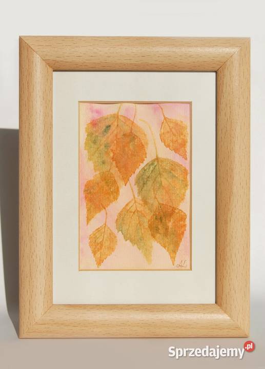 Jesienne listki brzozy akwarela Daniel Smith Lublin
