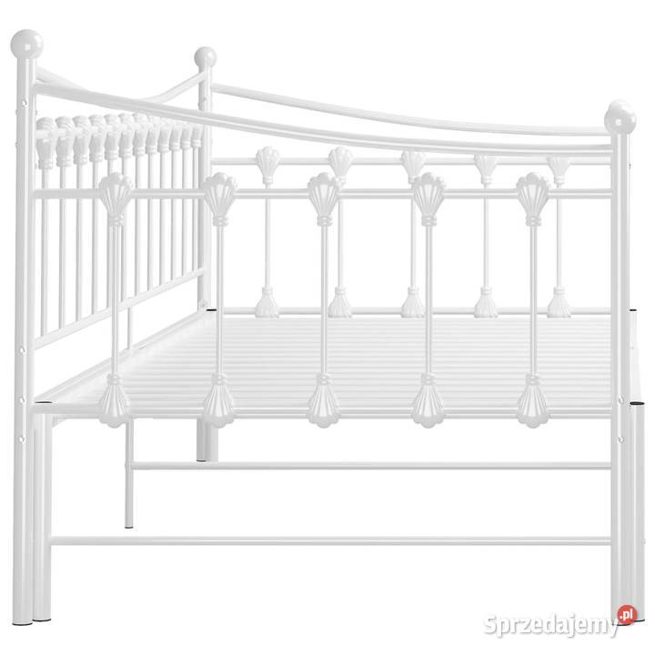 Sofa z wysuwaną ramą łóżka biała metalowa 90x200 mazowieckie Warszawa