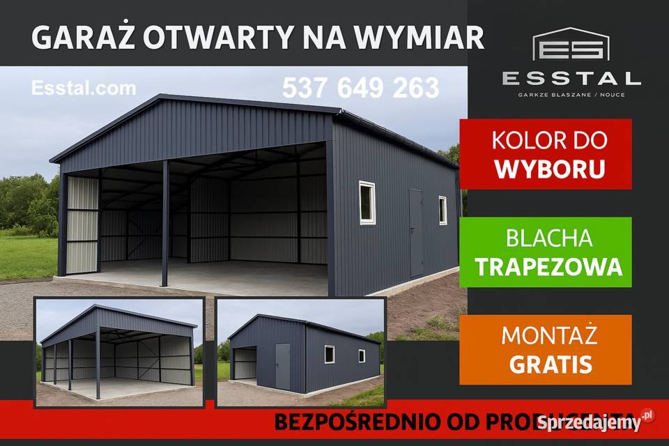Garaż  OTWARTY Wiata Hala Garaż Blaszany Magazyn dolnośląskie Legnica
