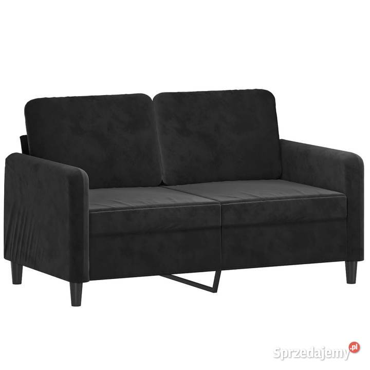 2osobowa sofa z poduszkami czarna 120 aksamit