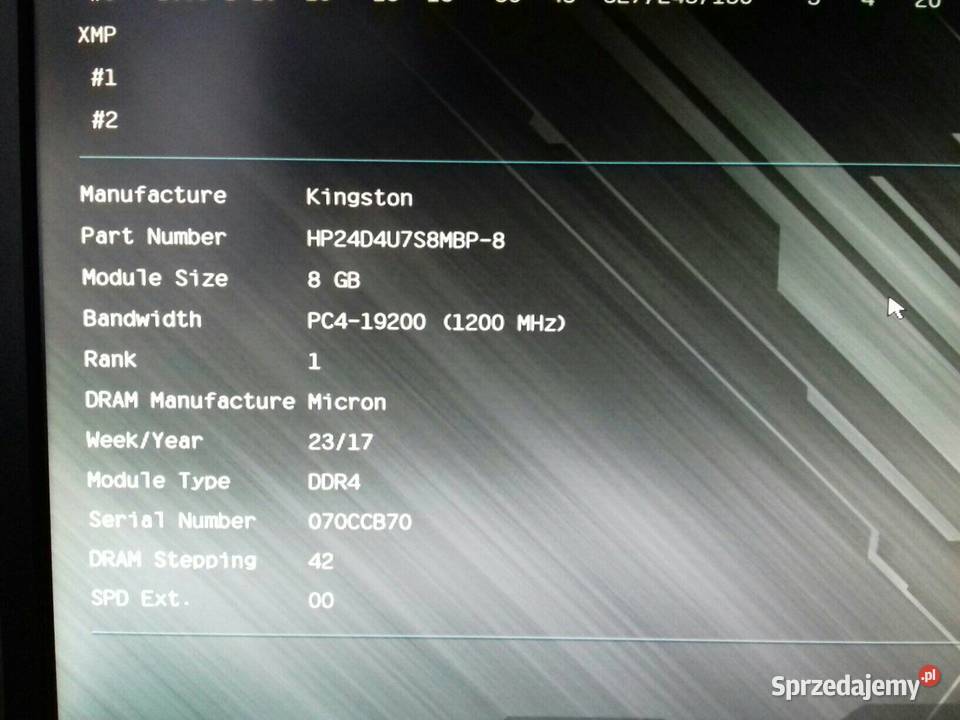 Kingston HP DDR4 8GB 2400MHz PC419200 używana kujawsko-pomorskie Bydgoszcz