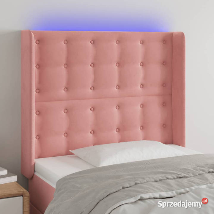 Zagłówek do łóżka z LED różowy 103x16x118128