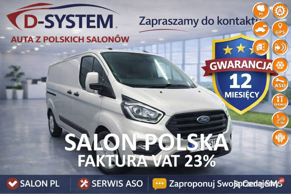 Ford Custom 2023r LONG Furgon fvat SUPER STAN srebrny Białystok