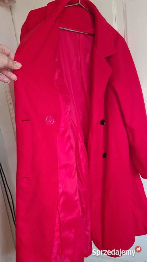 JESIEŃ Przejściowy czerwony płaszcz 34XL Kraków
