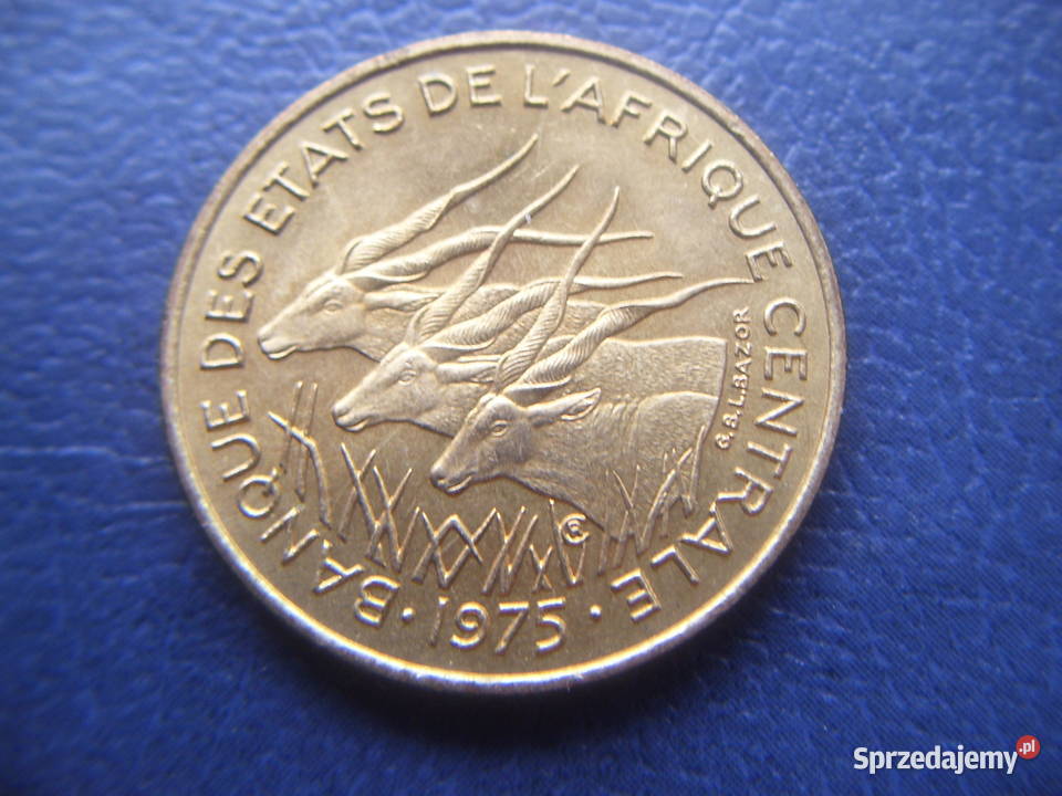 Stare monety 25 frank 1975 Afryka Środkowa Lesko