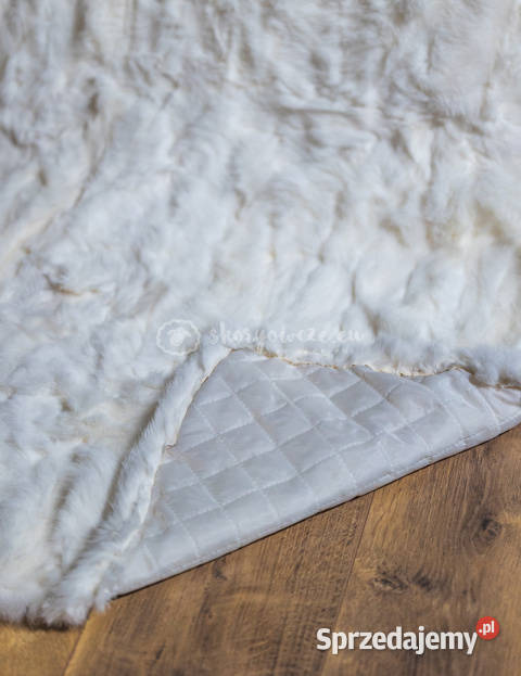 Narzuta dekoracyjna futro białe z królika Rozmiar 160x200 Szaflary