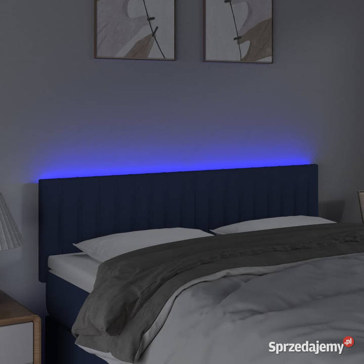 Zagłówek do łóżka z LED niebieski 144x5x7888 Warszawa