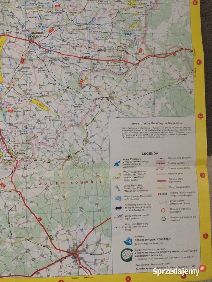 196 Plan Wód Wedkarskich Ziemia Szczecińska Antyki, Sztuka, Kolekcje Szczecin sprzedam