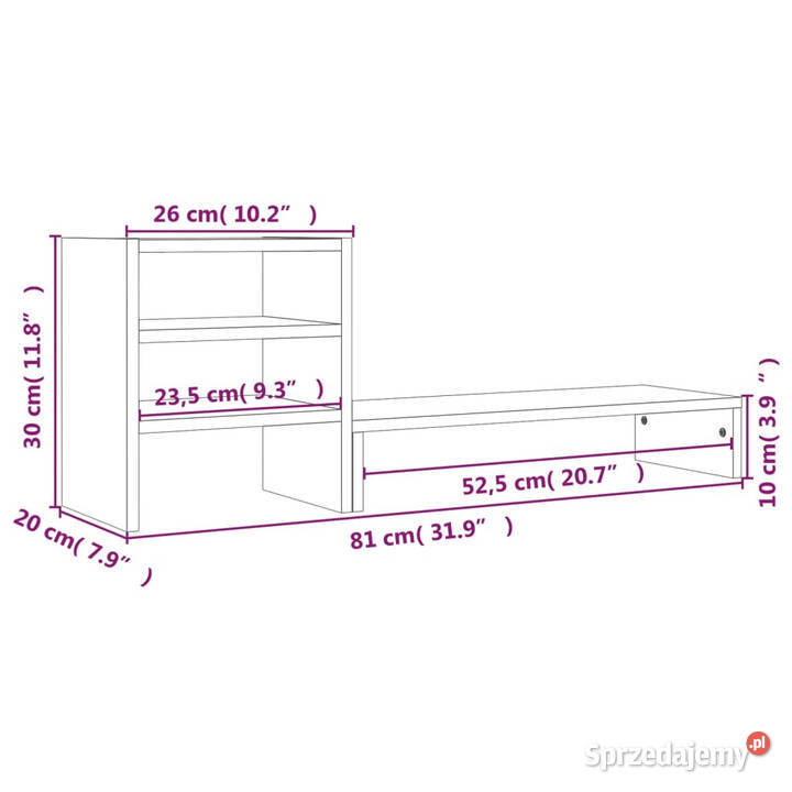 Podstawka na monitor miodowy brąz 81x20x30 lita Warszawa