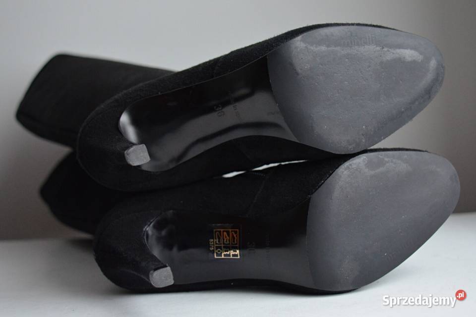 Zamszowe kozaki Minelli prawie kolano na szpilce inna Białystok