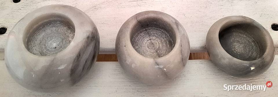 Świeczniki elipsoidalne marmur kpl 3 Ostrów Wielkopolski sprzedam