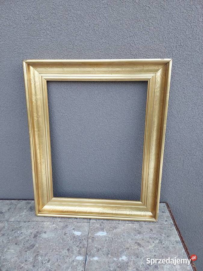 Rama starego obrazu lustra drewniana złota Tczew