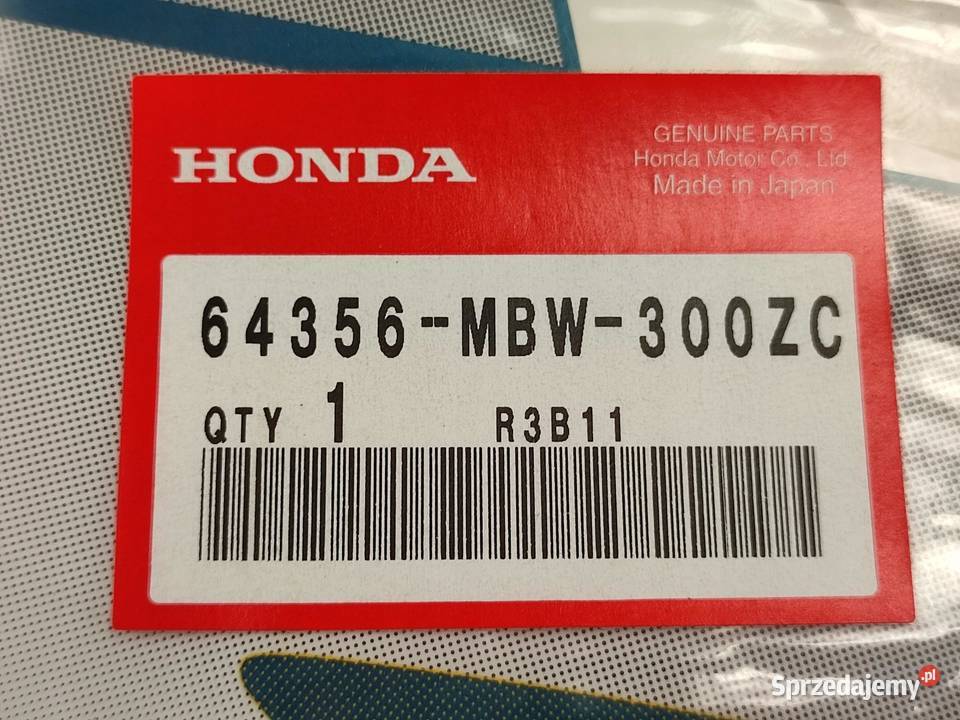 NAKLEJKA BOCZEK LEWY HONDA CBR600F HURRICANE