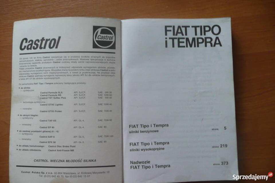Instrukcja obsługi FIAT TIPO i TEMPRA Chodzież sprzedam