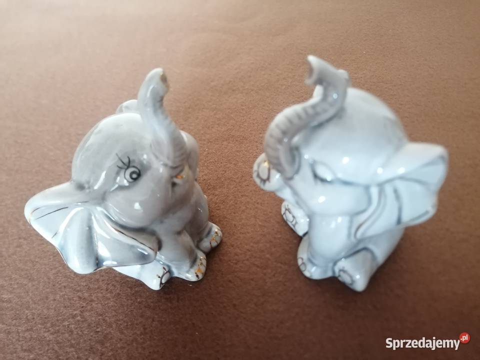 Słoniki porcelanowe paraDwie figurki wys10 Porcelana i szkło Łódź