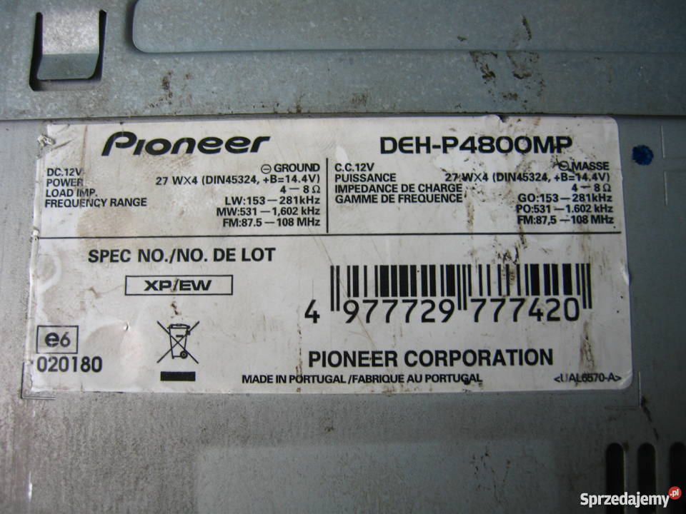 Pioneer DEH P4800MP 4x50W Myślenice