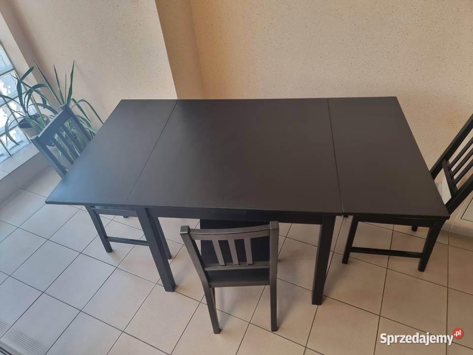 Stół drewniany rozkładany z IKEA 90x90 3 krzesła Kraków sprzedam