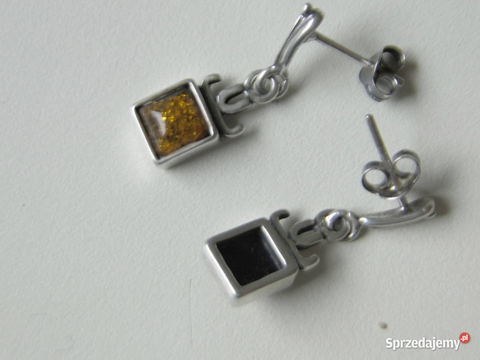 Stare kolczyki srebro i bursztyn Warszawa