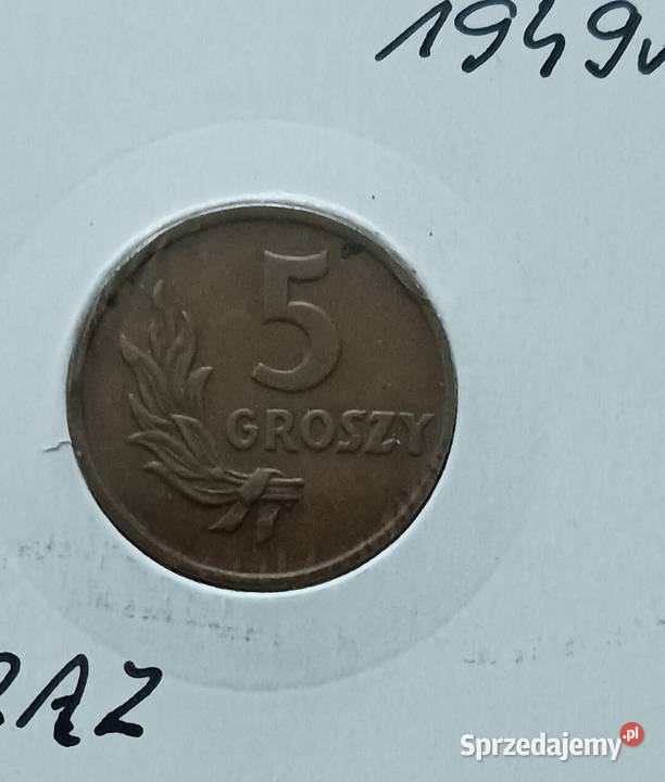 5 Groszy 1949 r Brąz Numizmatyka Konin