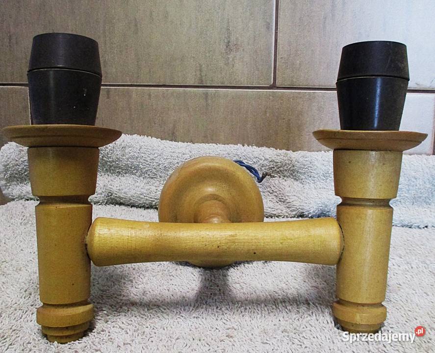 Kinkiet Drewniany Podwójny PRL Nieporęt