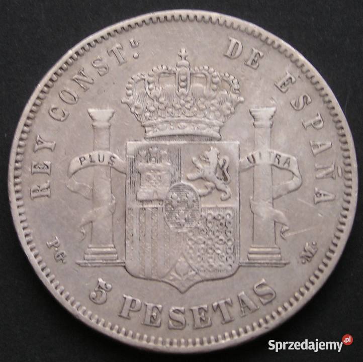 Hiszpania 5 peset 1890 SREBRO Alfonso XIII Łódź sprzedam