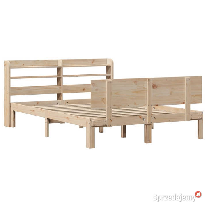 Rama łóżka z wezgłowiem lite drewno sosnowe 130cm Warszawa