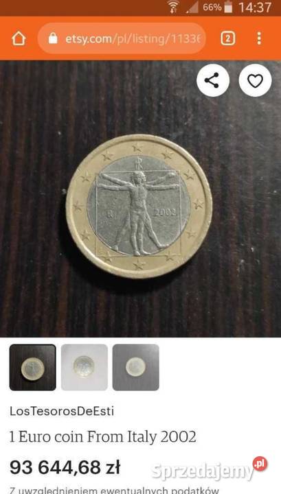 Moneta 1 Euro 2002 Italy Włochy Człowiek Radom sprzedam